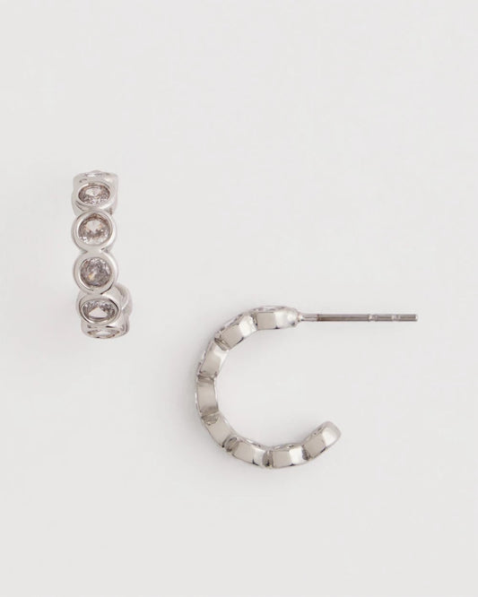 Silvertone Crystal Mini Hoop Earrings - Chico's