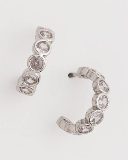 Silvertone Crystal Mini Hoop Earrings - Chico's