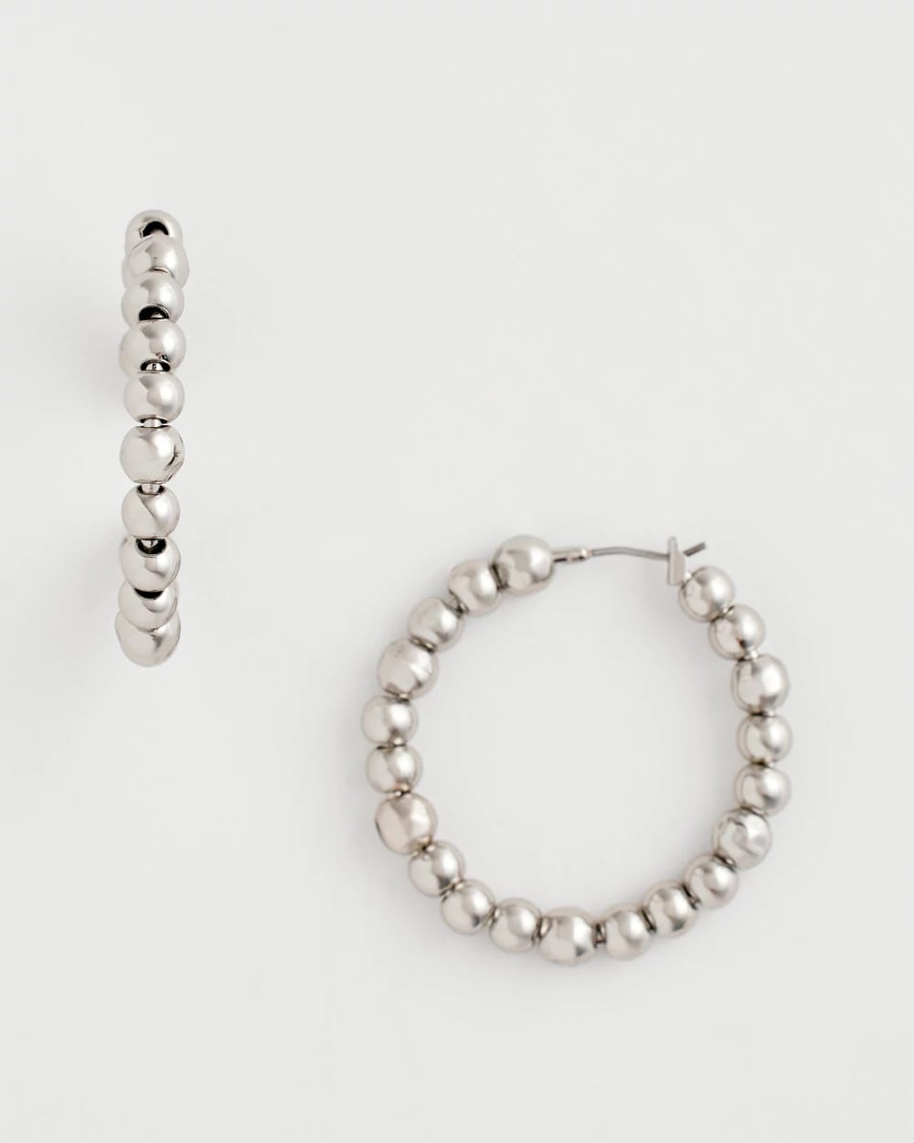 Silvertone Beaded Hoop Earrings - Chico's