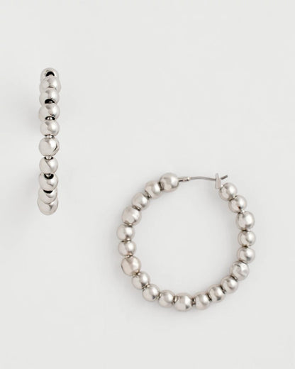 Silvertone Beaded Hoop Earrings - Chico's