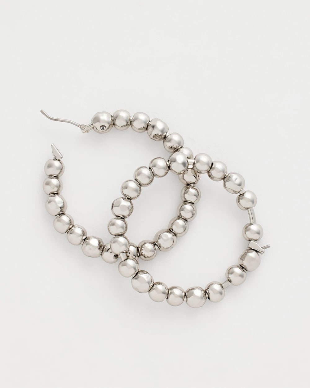 Silvertone Beaded Hoop Earrings - Chico's