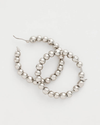 Silvertone Beaded Hoop Earrings - Chico's