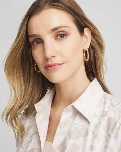 No Droop® Golden Beaded Hoop Earrings - Chico's