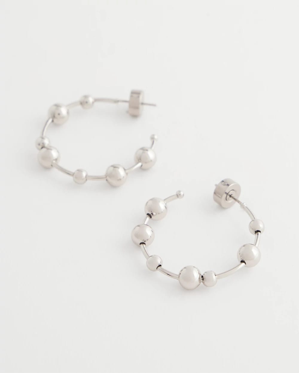 Silvertone Beaded Hoop Earrings - Chico's