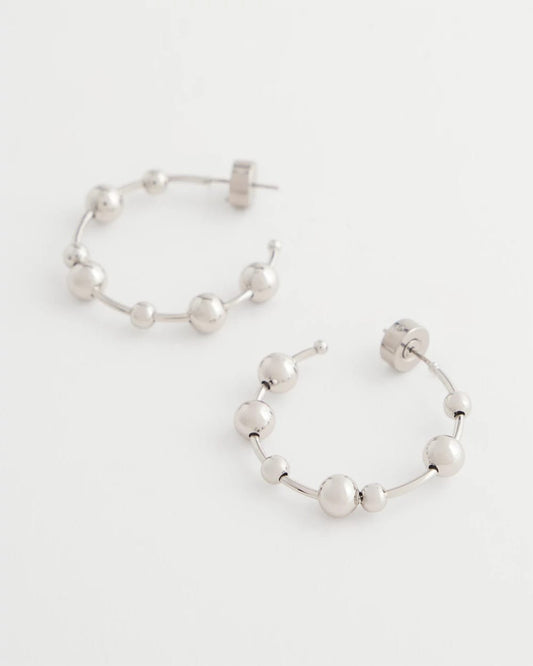 Silvertone Beaded Hoop Earrings - Chico's