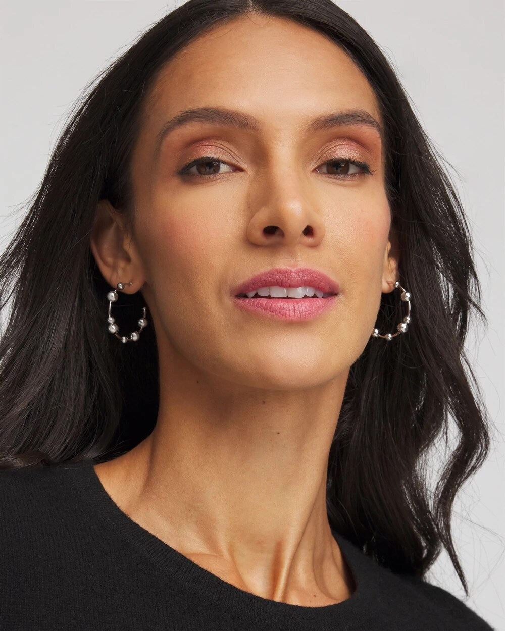 Silvertone Beaded Hoop Earrings - Chico's