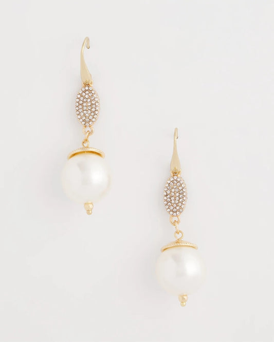 Faux Pearl and Pave Drop Earrings - Chico's