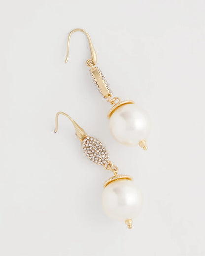 Faux Pearl and Pave Drop Earrings - Chico's
