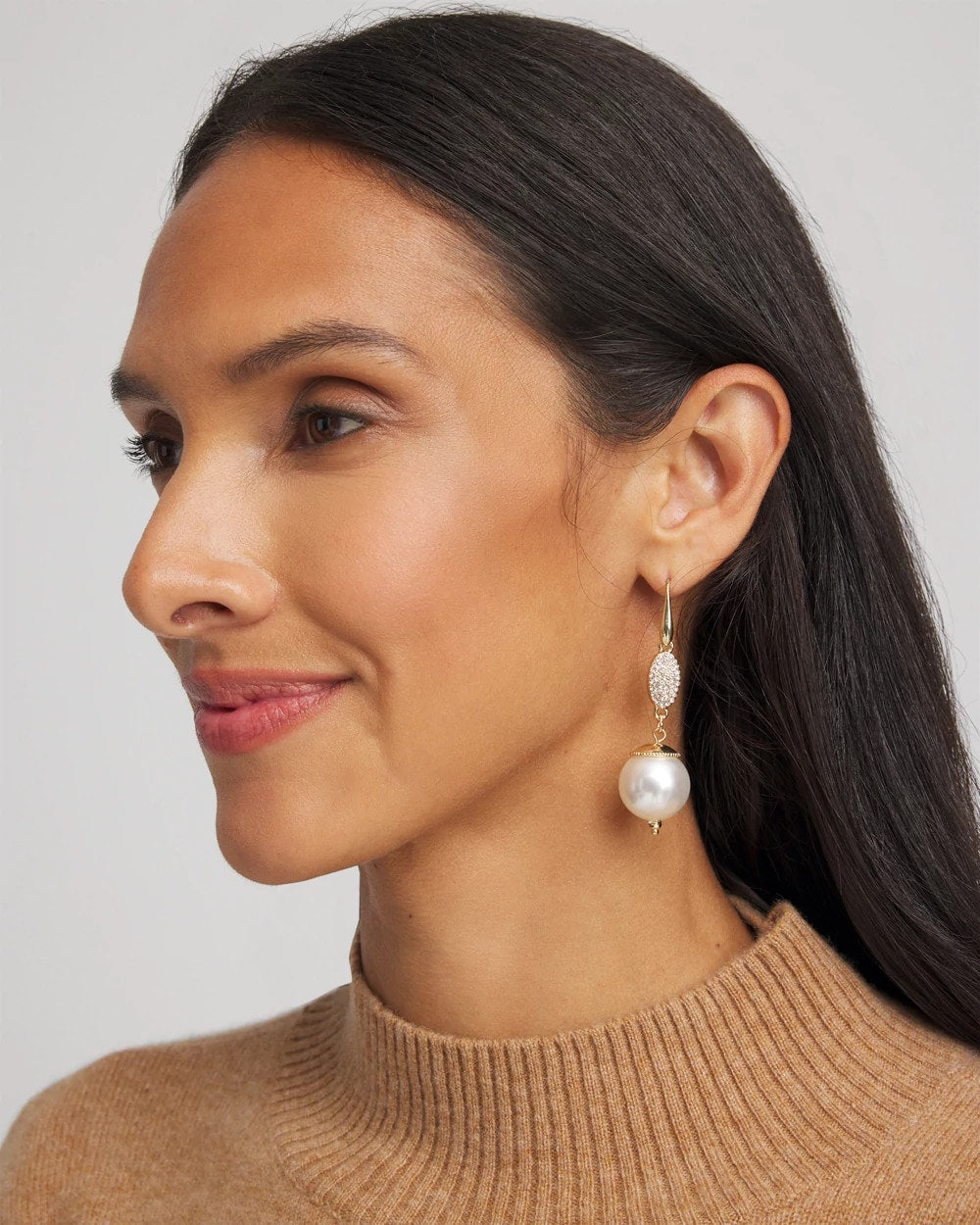 Faux Pearl and Pave Drop Earrings - Chico's