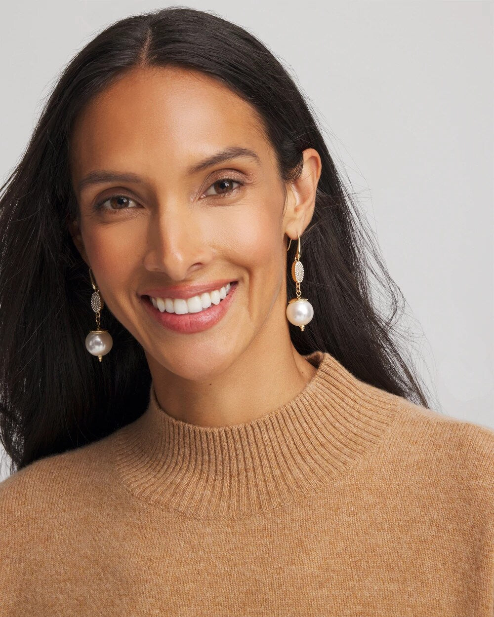 Faux Pearl and Pave Drop Earrings - Chico's