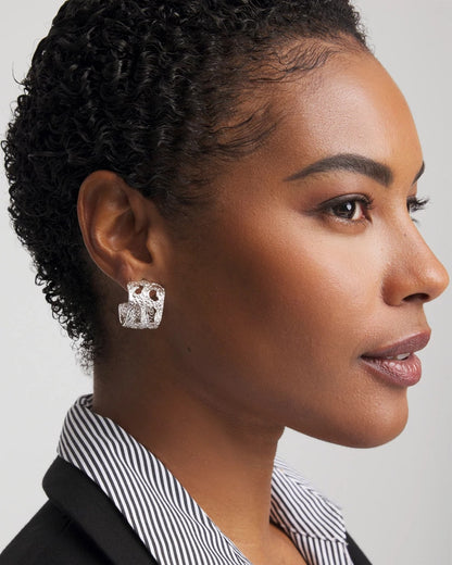 No Droop® Cutout Silvertone Hoop Earrings - Chico's