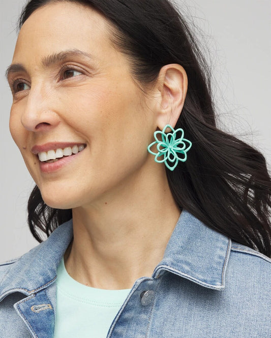 No Droop™ Teal  Flower Stud Earrings - Chico's