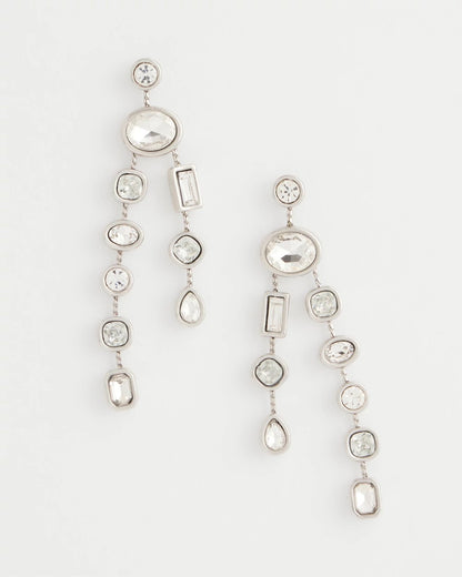 Bezel Set Linear Silvertone Earrings - Chico's