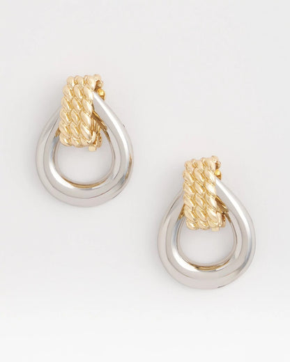 No Droop™ Mixed-Metal Teardrop Clip-On Earrings - Chico's