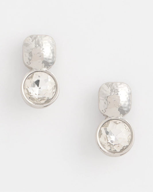 No Droop™ Silver Tone Crystal Clip-On Earrings - Chico's