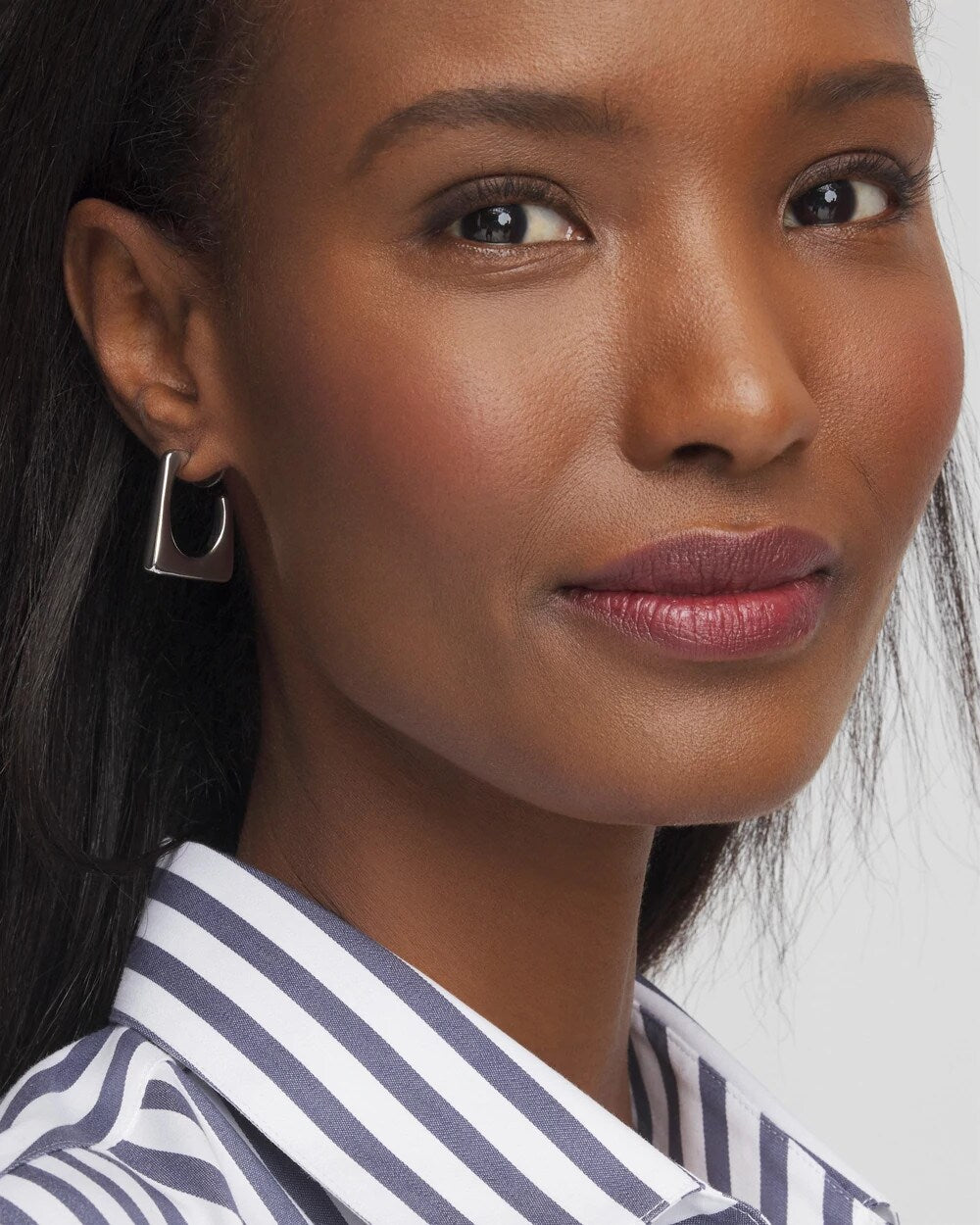No Droop® Silver Tone Square Hoops - Chico's