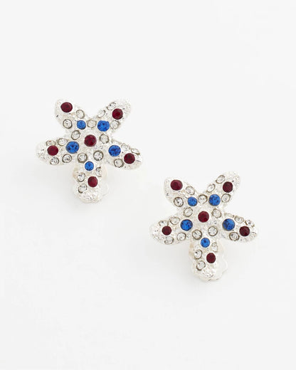 Red White & Blue Starfish Clip-On Earrings - Chico's