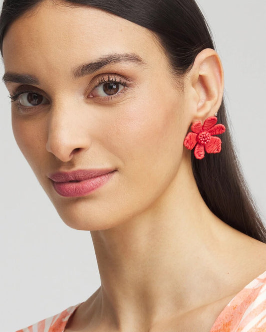 No Droop™ Coral Floral Stud Earrings - Chico's