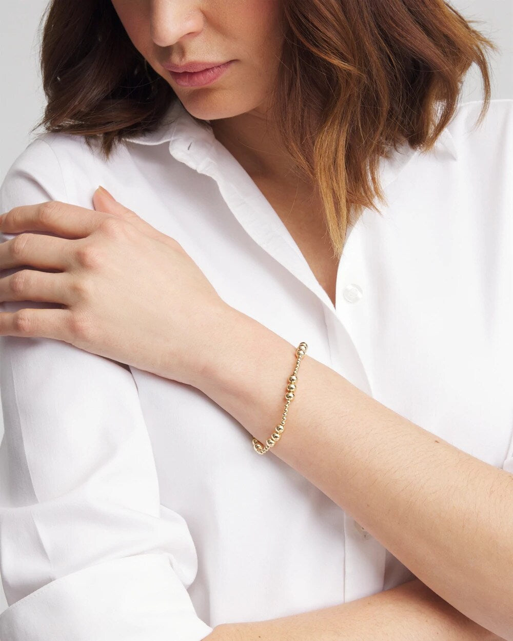 Gold-tone Small Bead Stretch Bracelet - Chico's
