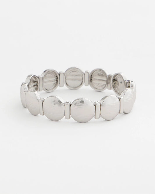 Silver Textured Circle Stretch Bracelet - Chico's