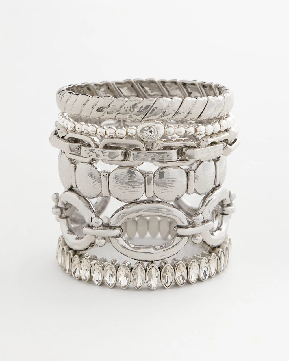 Silver Textured Circle Stretch Bracelet - Chico's