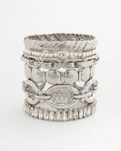 Silver Textured Circle Stretch Bracelet - Chico's
