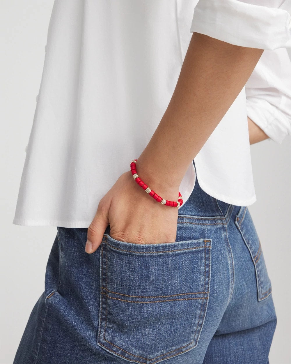 Red Barrel Bead Stretch Bracelet - Chico's