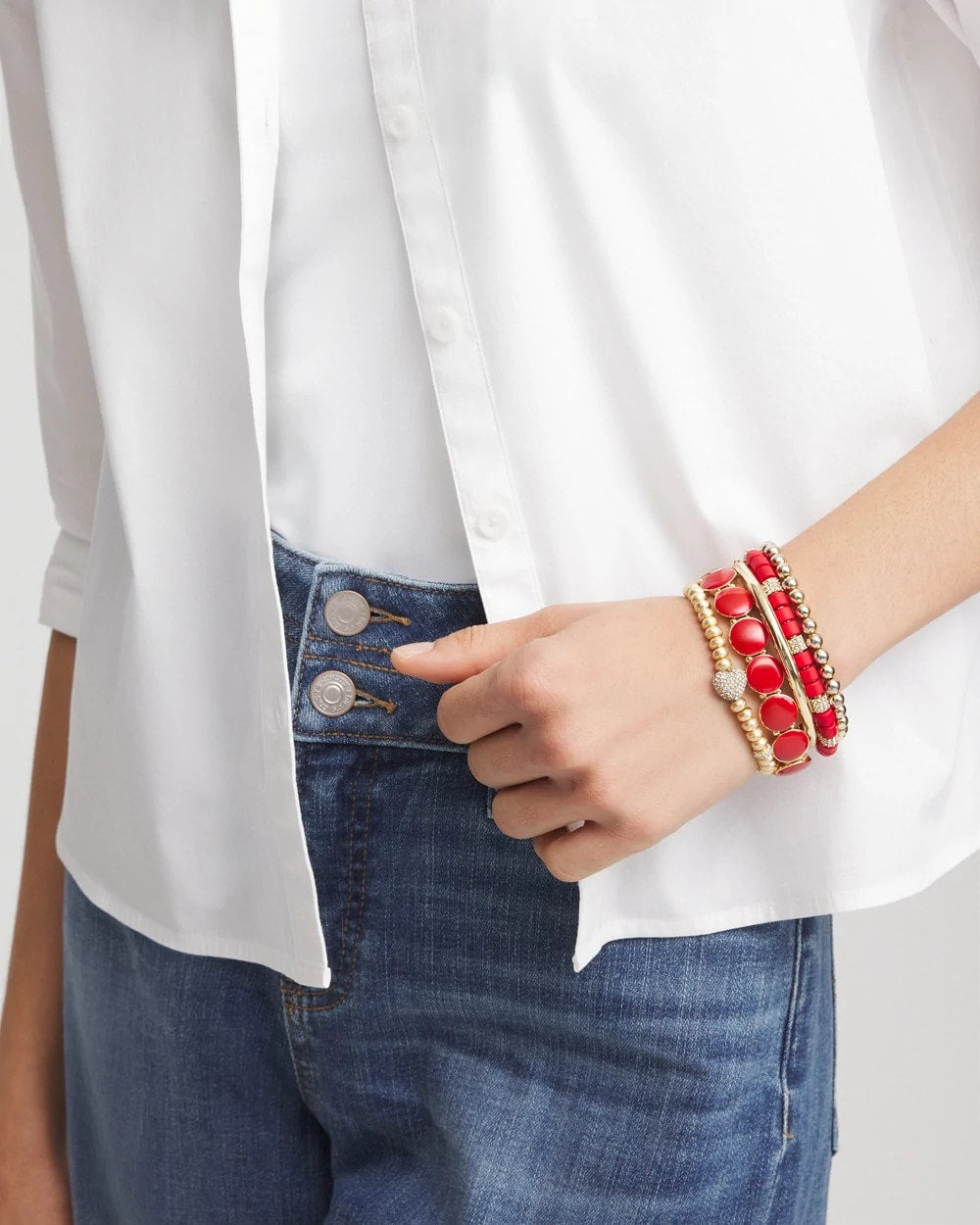 Red Barrel Bead Stretch Bracelet - Chico's