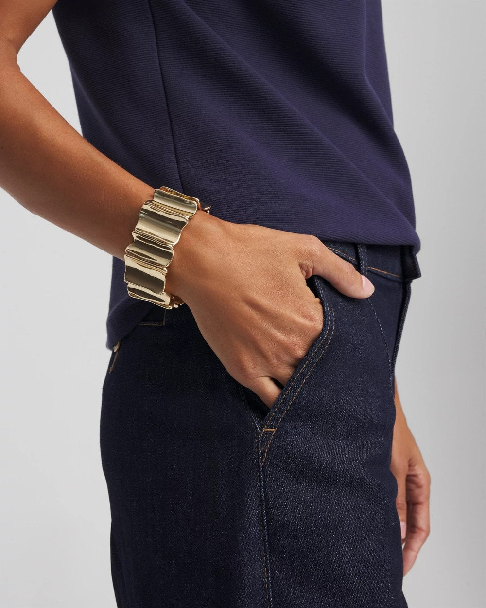 Gold Wavy Stretch Cuff - Chico's