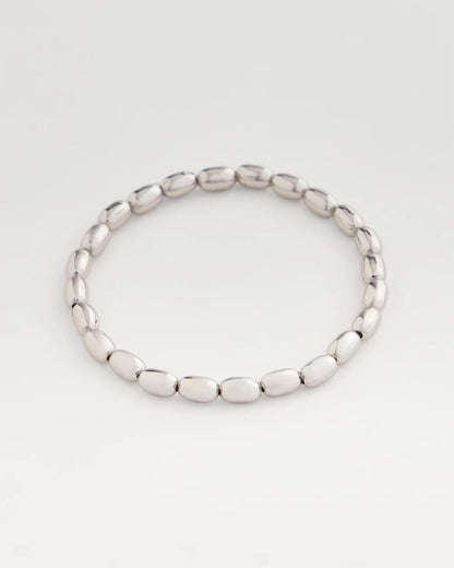 Silvertone Oval Beaded Stretch Bracelet - Chico's