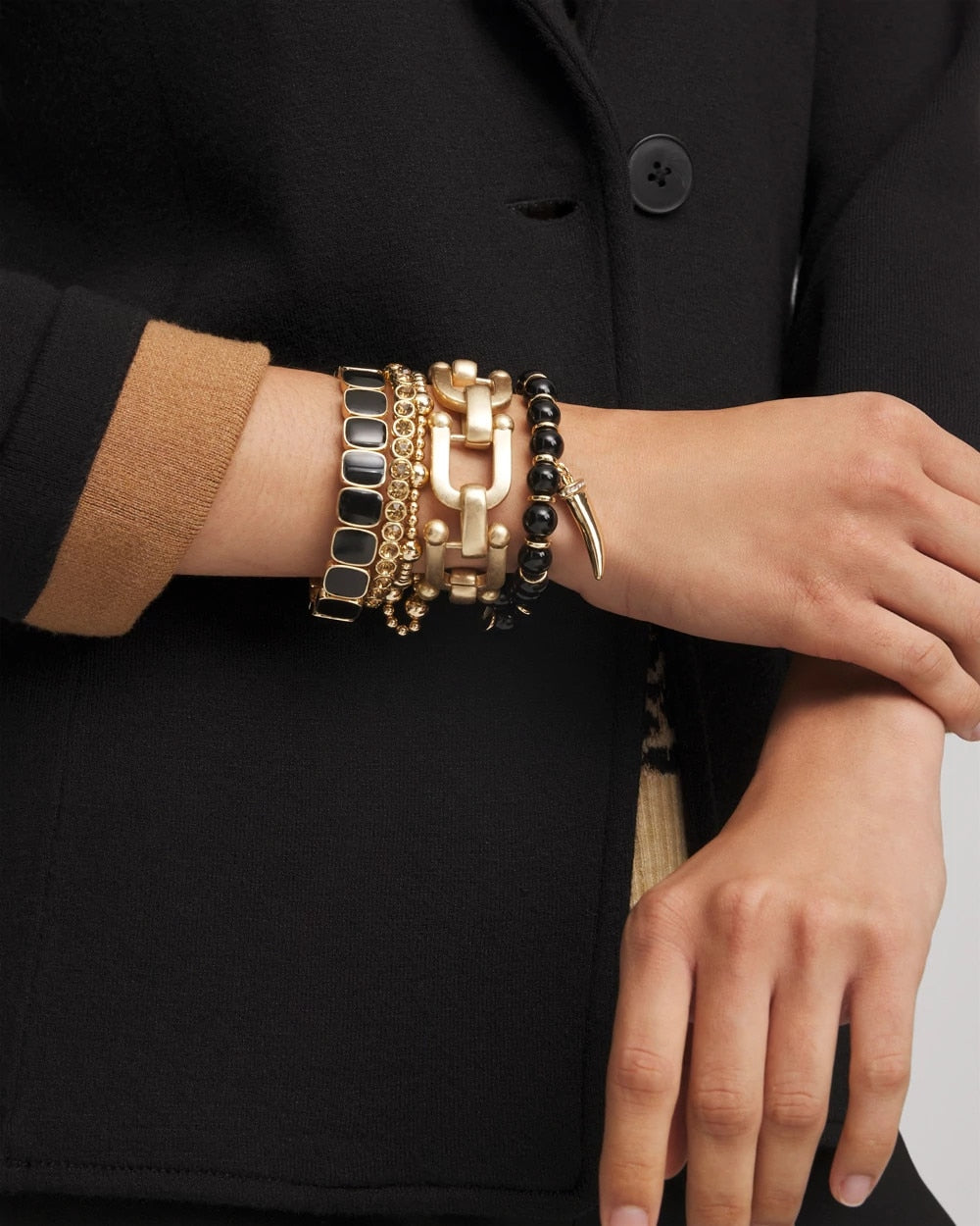 Chico's Originals Black Square Stretch Bracelet - Chico's