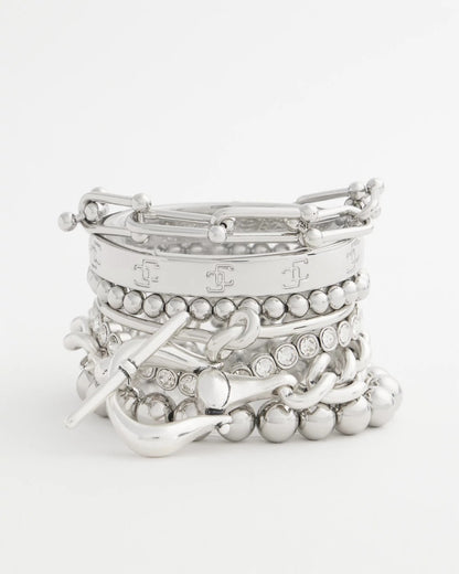 Small Beaded Silver Tone Stretch Bracelet - Chico's