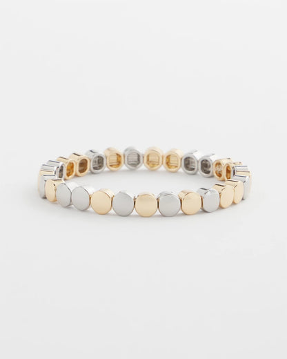 Silver & Gold Tone Round Stretch Bracelet - Chico's