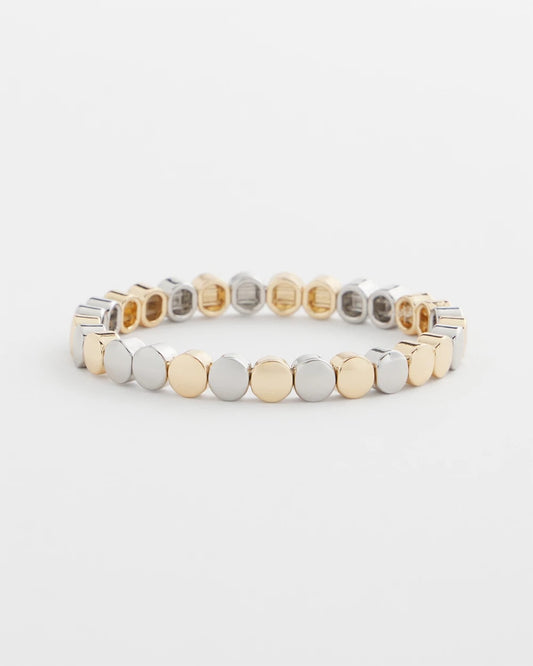 Silver & Gold Tone Round Stretch Bracelet - Chico's