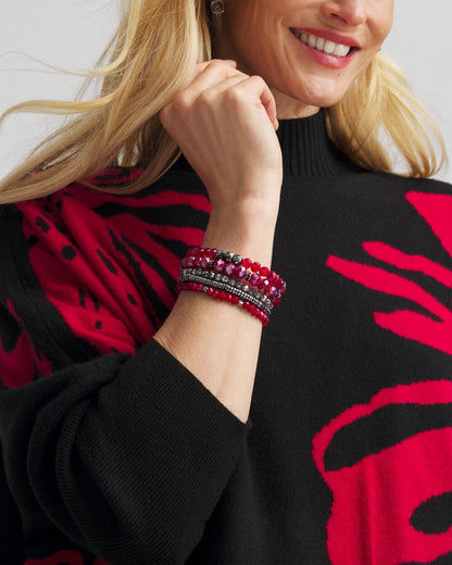 Red Stretch Set of Five Beaded Bracelets - Chico's