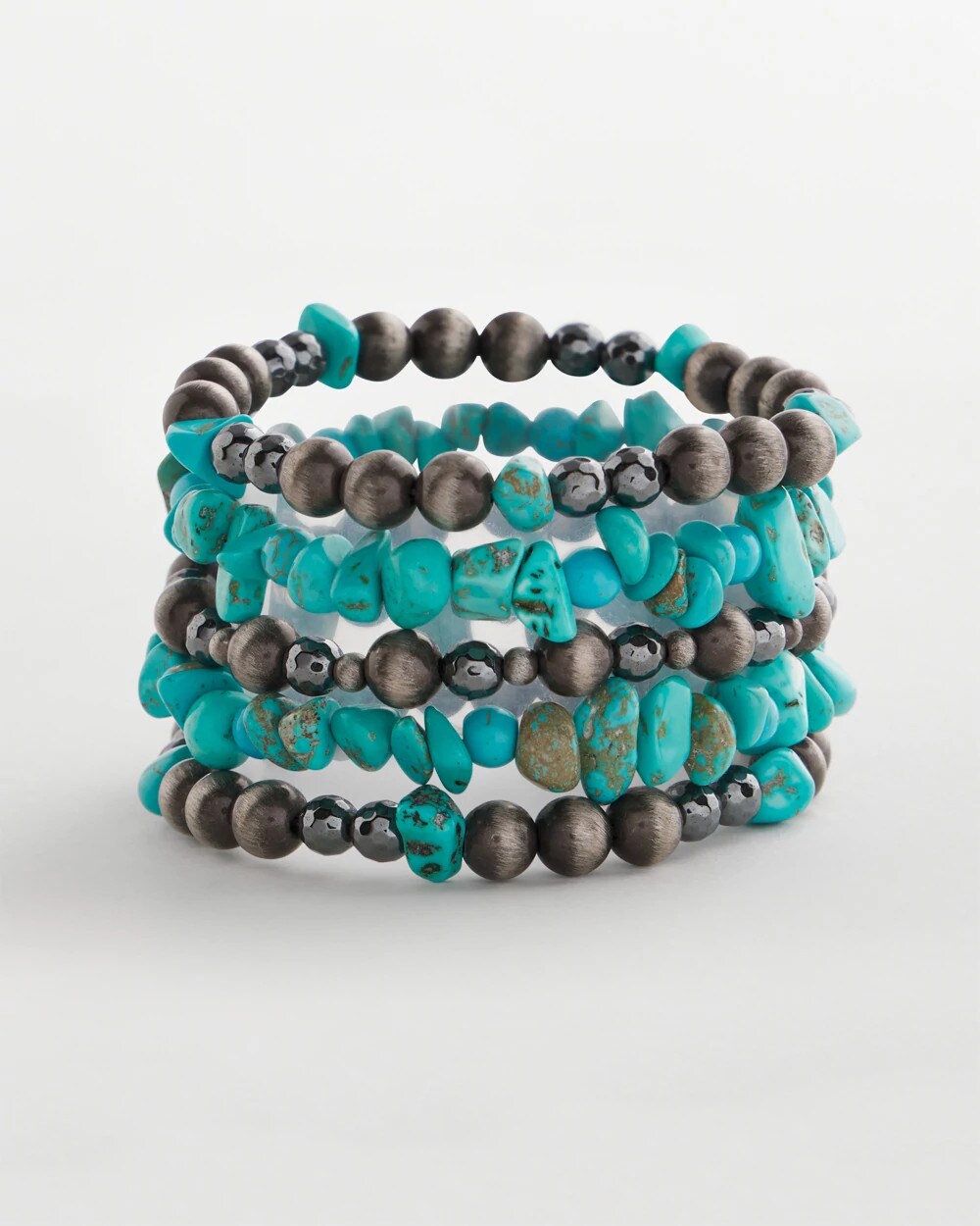 Turquoise Stone Stretch Set of Five Beaded Bracelets - Chico's