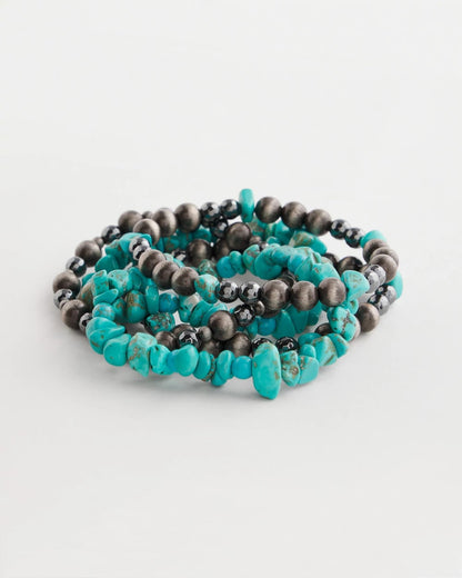 Turquoise Stone Stretch Set of Five Beaded Bracelets - Chico's