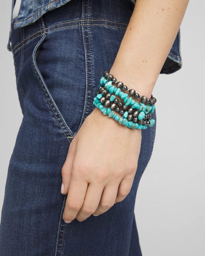 Turquoise Stone Stretch Set of Five Beaded Bracelets - Chico's
