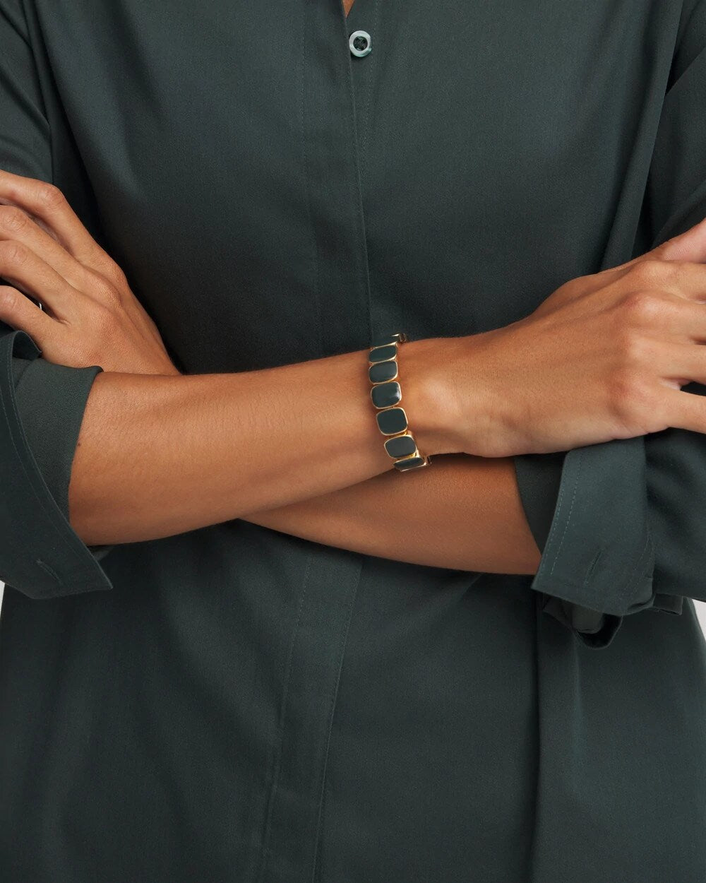 Resin Goldtone Square Stretch Bracelet - Chico's