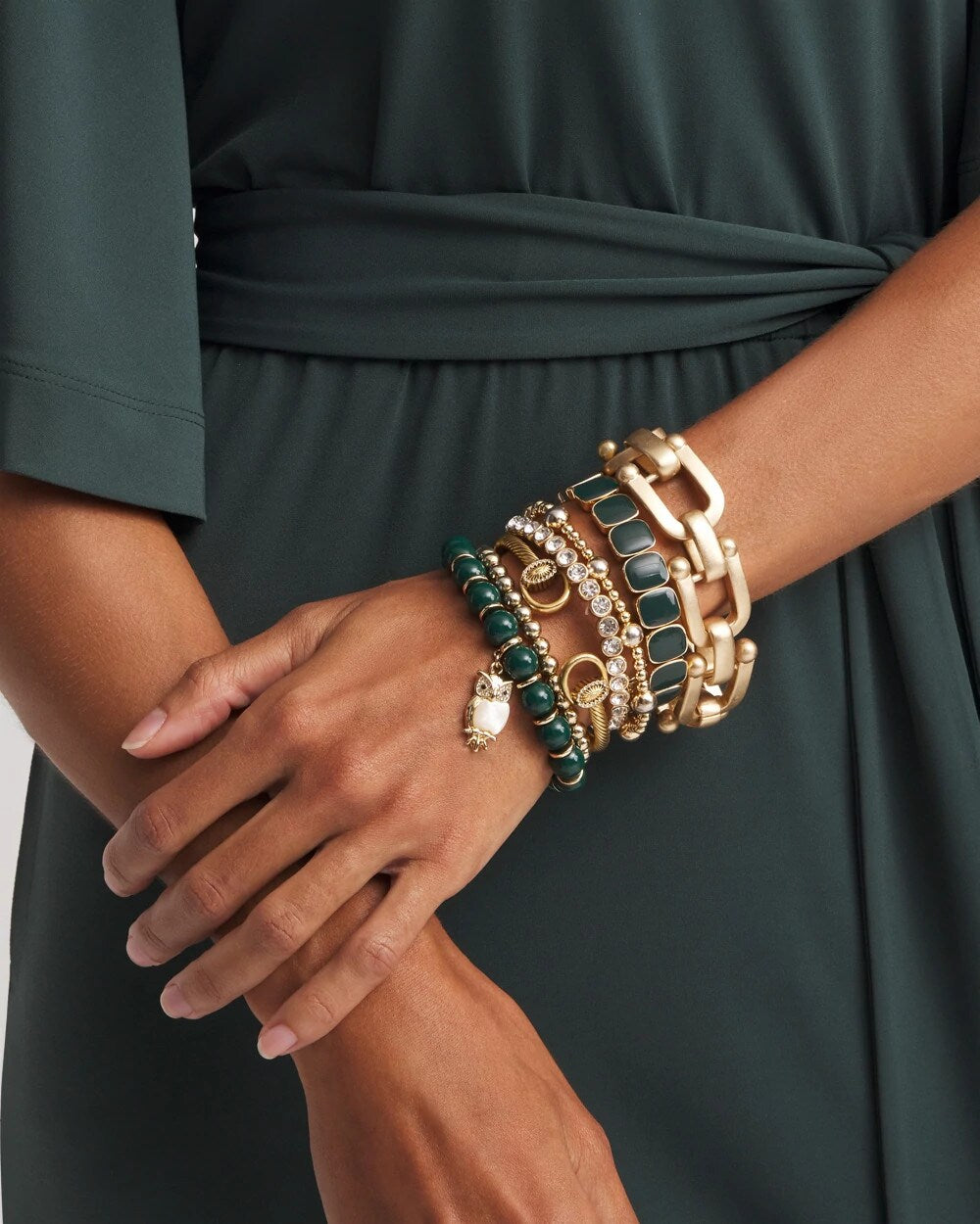 Resin Goldtone Square Stretch Bracelet - Chico's