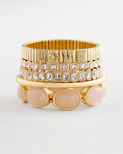 Small Pink Faceted Gem Stretch Bracelet - Chico's