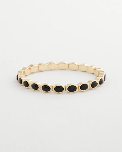 Small Black Faceted Gem Stretch Cuff Bracelet - Chico's