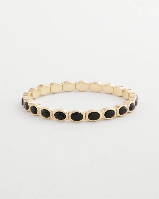 Small Black Faceted Gem Stretch Cuff Bracelet - Chico's