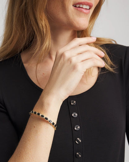 Small Black Faceted Gem Stretch Cuff Bracelet - Chico's