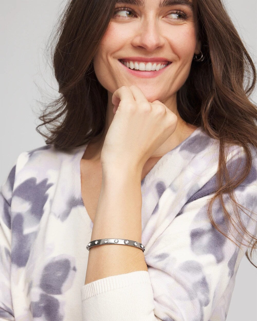Hematite Rhinestone Tone Bangle - Chico's