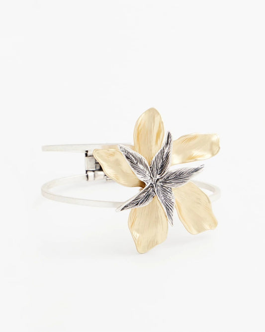 Mixed-Metal Floral Cuff Bangle Bracelet - Chico's