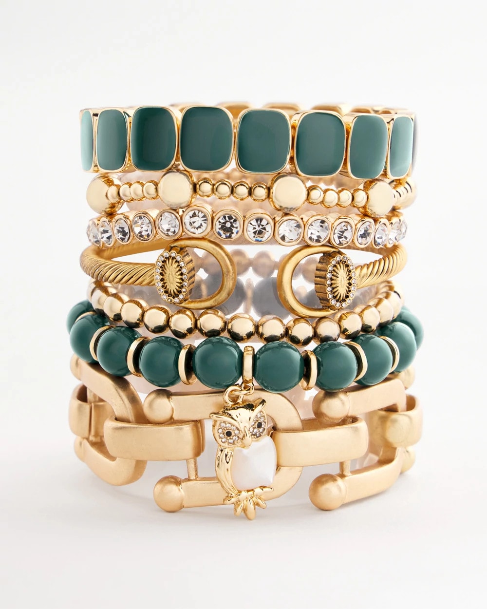 Green & Gold Beaded Charm Bracelet - Chico's