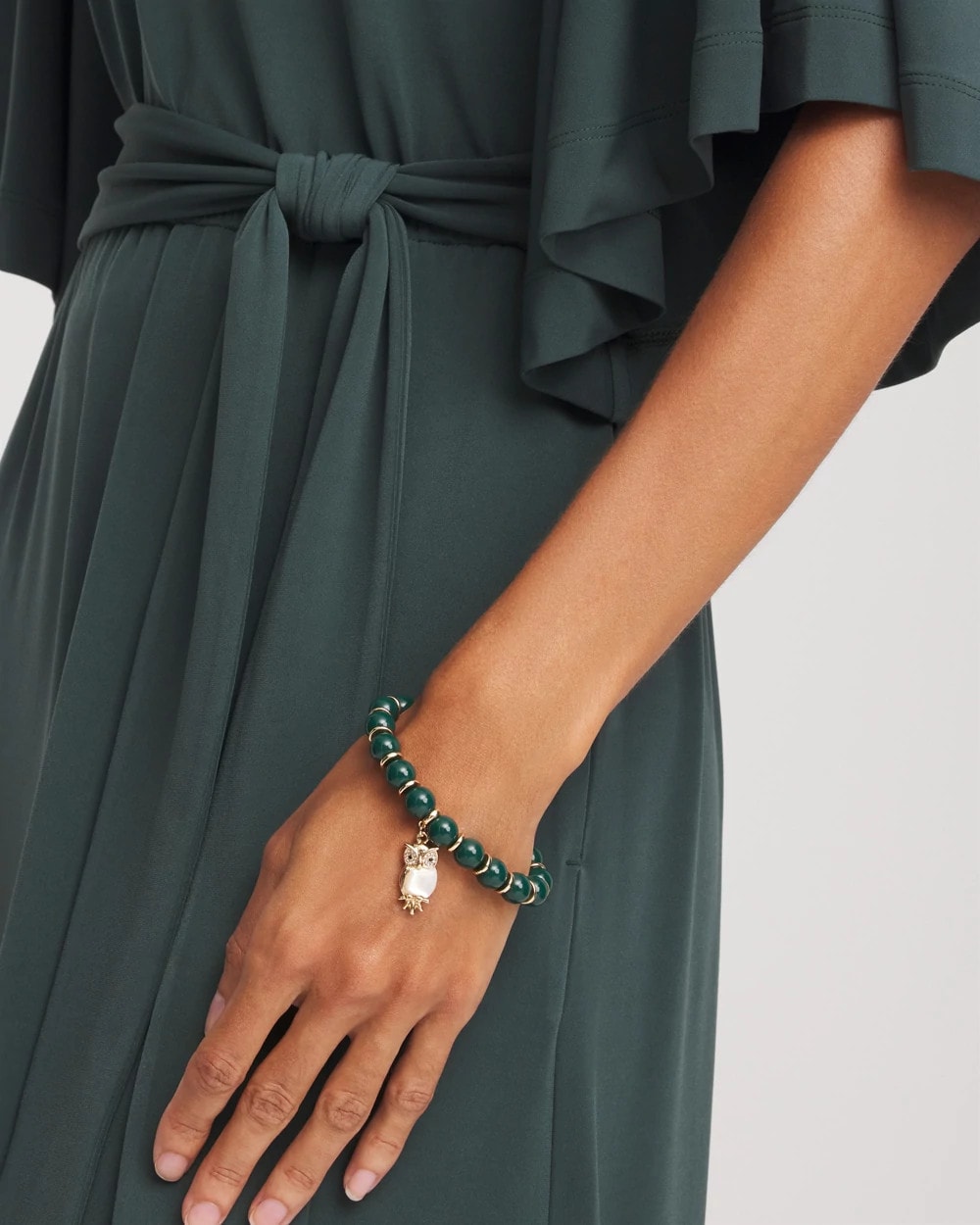 Green & Gold Beaded Charm Bracelet - Chico's