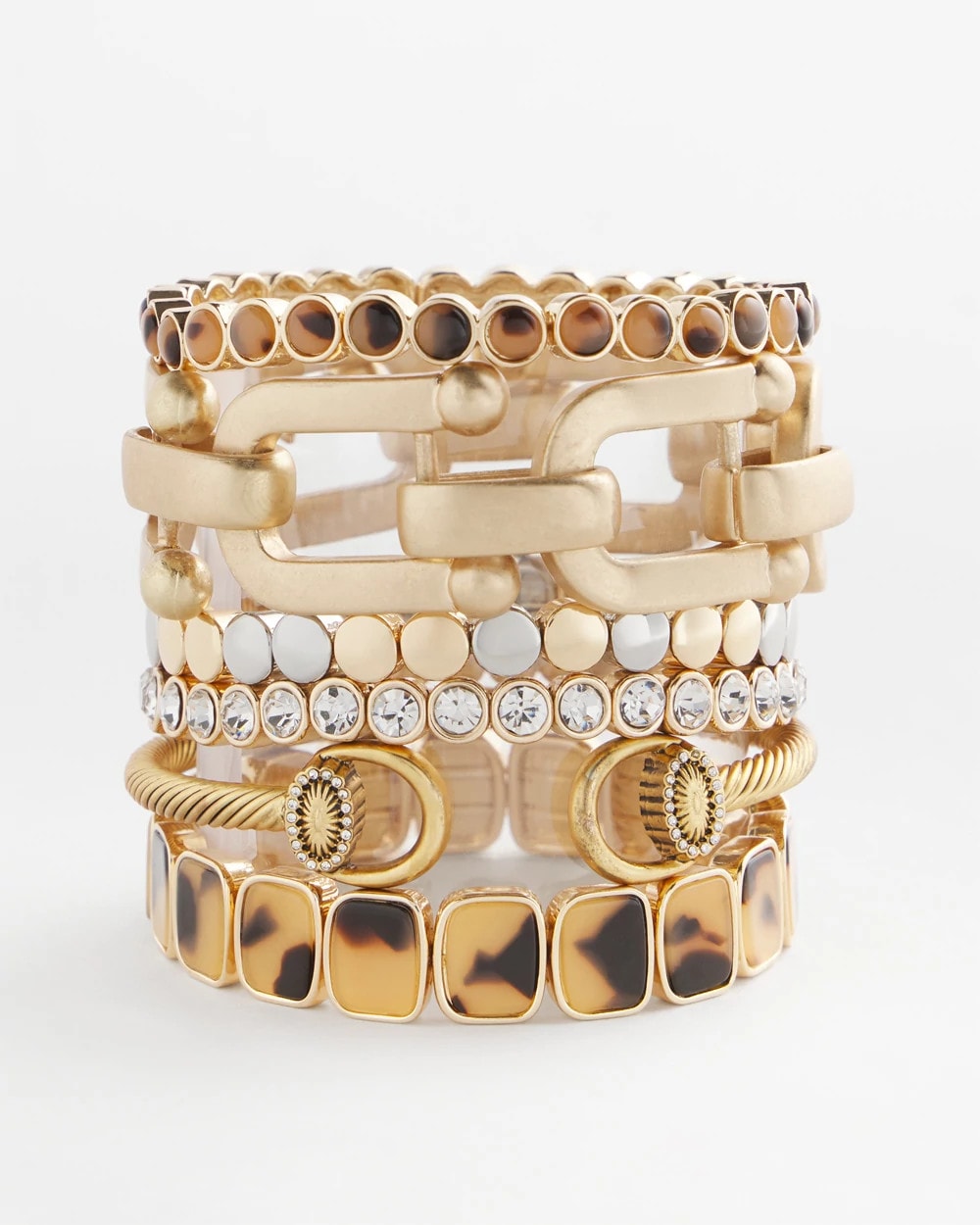 Tortoise Goldtone Round Stretch Bracelet - Chico's