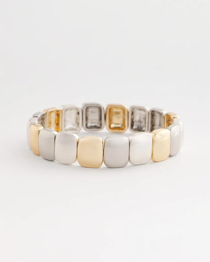 Mixed-Metal Matte Square Stretch Bracelet - Chico's